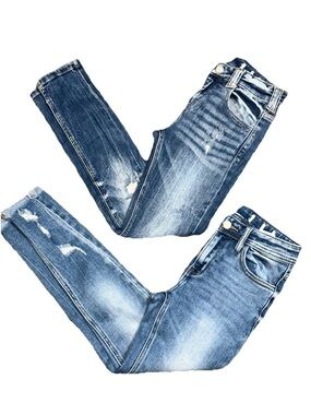 KanCun SET(2) Girl’s Sz 12 Skinny High Rise Jeans Distressed School Play Preppy